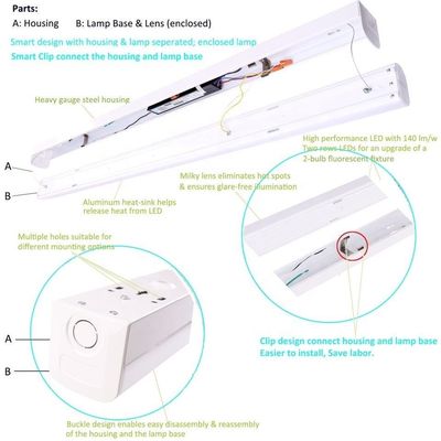 4FT 46W 線形ストライプ 表面マウント リンク可能 LEDライト