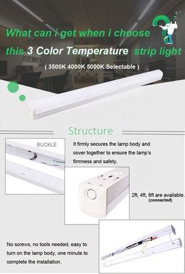 PC 材料 25W 3CCT 2FT LED 商業用および産業用線形ストライプ灯具
