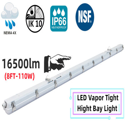 PC 材料 8FT 110W LED 蒸気 密度の高いTri Proof Light IP66 NEMA 4X 農車洗濯用